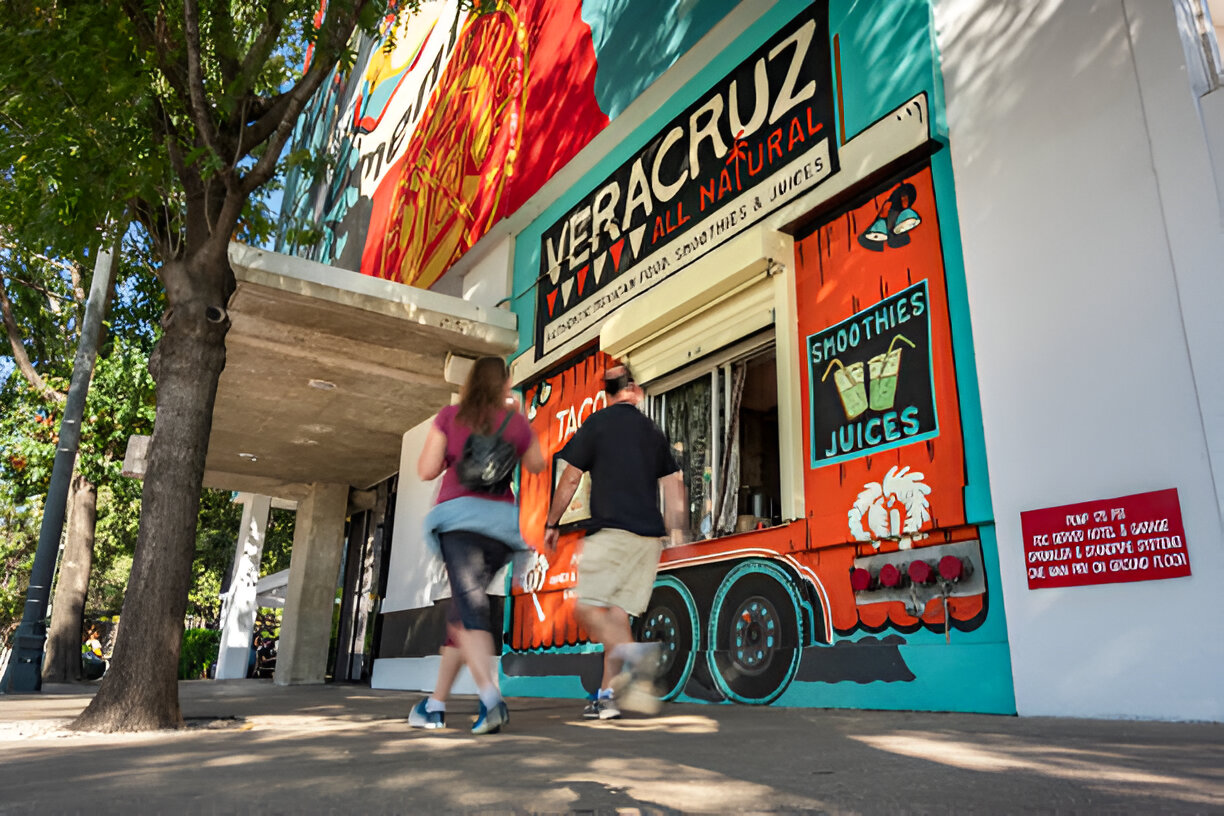 Colourful shops and caf&eacute;s on South Congress Street